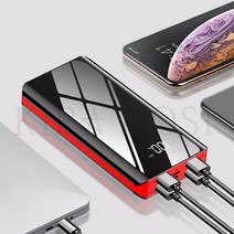 휴대용 보조배터리 고속 대용량 소형 슬림 153호, 레드, 30000mAh