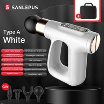 sanlepus 전기 펄스 건 뜨거운 압축 깊은 근육 이완 바디 통증 완화 타악기, 흰색 가방, C형 충전