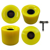 FLCRCK 스케이트 보드 소프트 휠 4 개 세트 스케보 휠 경도 78A 60mm 45mm 미니 크루저 t툴 부속 (옐로우)