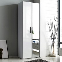 씨앤씨구스 거울옷장 루킨스 하프 전신거울 600 행거옷장 수납장 옷장, 화이트