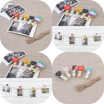 마트498 캐릭터 마끈 나무집게 세트 파티룸 웨딩촬영소품 가랜드만들기 벽장식 가렌다 생일축하 기념일 과자집게, 애플 10P