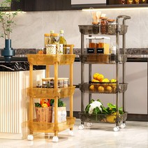 ANYOU 이동식 트롤리 수납 선반 이동식선반 선반 주방 세탁실 정리선반, 그레이 3단