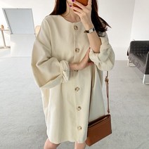 여성 드라마 연예인 갯마을 원피스 가을 순수한 색상 야생 퍼프 슬리브 미드 신민아원피스