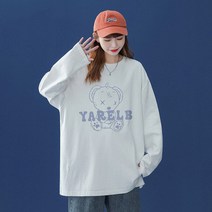여름 긴팔티셔츠 커플 시밀러룩 티셔츠 귀엽다 곰돌이 자모 패턴 얇은 옷 티셔츠 빅사이즈티셔츠