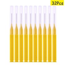 치면착색제 교정용왁스 치과용 고리 유아 아기치실 40-8pcs 치실 구강 위생 치실 부드러운 플라스틱 치간 브러시 이쑤시개 건강한 치아 청소 구강 관리, 32개 노란색