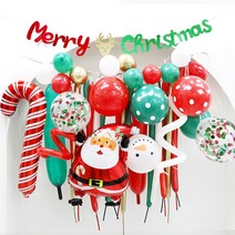 크리스마스 파티용품 모음4 / 크리스마스 스트리머 세트 풍선 가랜드 파티용품 호일풍선 산타 장식 꾸미기 홈파티 연말파티 송년회 파자마파티 호캉스 파티소품 유치원 학원 초등, 크리스마스 풍선가랜드 초록레드