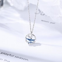 러브인더문 블루 크리스탈 푸른 바다 인어 꼬리 행운 목걸이