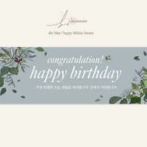 아트모멘트 생일현수막 첫돌 셀프돌잔치 감성 이벤트현수막 해피벌스데이, 스카이블루