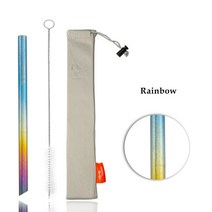 es)캠핑 감성 TiTo-12mm 밀크티 순수 티타늄 빨대 휴대용 비 스테인레스 스틸 금속 무지개 재사용 가능한 청소 브러시 포함, 밝고 화려한