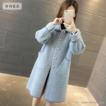 뉴타임즈 여자 모피 코트 루즈핏 니트 체크 롱 밍크 코트 뉴타임즈 A28