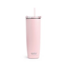 아소부 스텐 진공 보온보냉 빨대 텀블러 600ML 아쿠아리나, 핑크