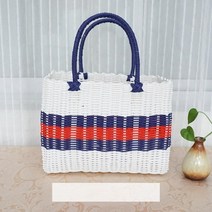 POMTOR 빨대바구니 빨래바구니 장바구니 라탄백 목욕가방 수영가방 스트롱바구니 빨대가방 라탄바구니, 큰 흰색 사각형 바닥