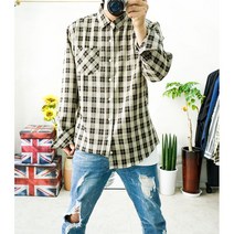 가을코디룩 캐주얼 체크남방 긴팔셔츠 빅사이즈셔츠 레드 브라운