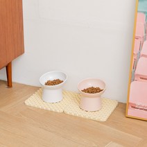 헬시냥이 고양이 강아지 애견 식기 사료 밥그릇 물그릇 간식그릇 밥상 매트, 아이보리