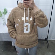 남녀공용 뽀글이 양털 남성 오버핏 프리사이즈 여성 영문 자수패치 4COLOR 후드티