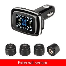 차량용 미니 전광판 휠캡 tpms 젠더 자동차 휠 프로텍터 락볼트 Jansite자동차 TPMS 모니터링 시스템 시거잭 연결 USB 포트 타이어 압력 경보 실시간 누출온도균형 시각적, External sensor