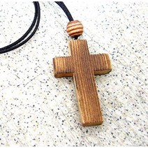 홍송골무늬 나무십자가목걸이/원목십자가/세례선물