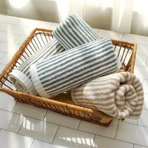 아트박스/어메니티타올 스트라이프 선염 30수 150g 고급 호텔 수건 욕실 타올, 브라운