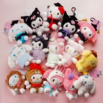 산리오 캐릭터 미니 인형 열쇠고리 키링 마이멜로디 쿠로미 헬로키티 시나모롤 폼폼푸리 구디백 인형 가방고리, 쿠로미샤워