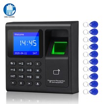 생체 인식 RFID 액세스 제어 시스템 키패드 USB 지문 전자 시간 시계 출석 기계 10 피스 Keyfobs