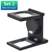 섬유 광학 미니 접이식 돋보기 도구에 대 한 규모와 1PC 28mm 10X 현미경 접는 스탠드 루페, [03] Set 2
