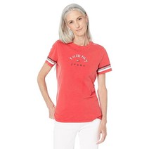 Tommy Jeans DistrESSed Logo Tee - Scarlet 여성 봄맨투맨 롱티셔츠 기본티