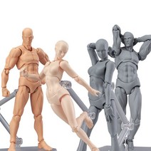 인체모형 드로잉 피규어 바디 스케치 조립형 관절피규어 바디쿤 여성 남성, 2.0 스킨 여성+남성 세트