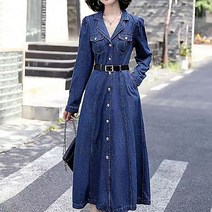 여성용 봄 가을 데님 원피스 A라인 롱 원피스 빅사이즈W20220907017