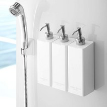 야마자키실업(Yamazaki) 마그넷 디스펜서 보틀 3개 세트 리필 화이트 500ml 봉지째 펌프 샴푸 컨디셔너 바디워시 425842604262, 1개, 상품명참조