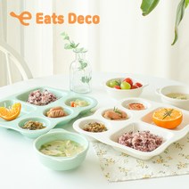 국산 잇츠데코 도자기식판 성인식판 다이어트 가정용 식판, 그린식판(국볼 미포함)