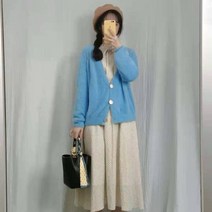 여성 여자 숏 짧은 가디건 봄 가을 겨울 스타일 스웨터 니트 긴 소매 두꺼운 v넥 캐시미어