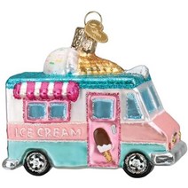 Old World 크리스마스 유리 장식 S-후크 및 선물 상자 과자 간식 포함 (아이스크림 트럭 46106), Ice Cream Truck, 46106