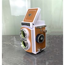 클레식 빈티지 카메라 모형 스튜디오 소품 장식품 롤라이플렉스, 흰색  밝은갈색 가죽