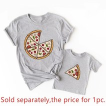 모녀커플룩 아기랑 엄마아기 아이와 엄마랑딸 커플룩 여름 가족 맞춤 티셔츠 피자 만화 패턴 아빠