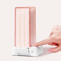 유디먼 원터치 화장솜 보관함 화장대 수납 정리함 디스펜서, 핑크