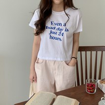 네쥬 여성 여름 라운드 크롭 레터링 예쁜 반팔 티셔츠