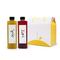 담아요 수제과일청 선물세트(포장무료) 각종답례품 부모님선물 추석명절선물, 1세트, (2구포장)생강청+오미자청500ml(플라스틱)