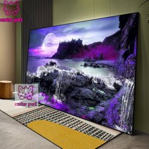 구슬십자수판타지 풍경 5d 크로스 스티치 밤 바다 바다 암초 파도 다이아몬드 부석십자수, 원형 드릴 35x50cm