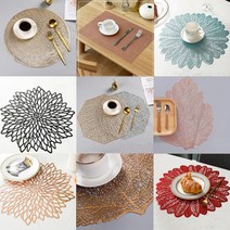 BUyuS플레이팅 방수 호텔 북유럽 테이블매트 식탁매트 6종굿딜 브이숍, 우드형, 우드형_꽃잎형(민트)