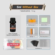 헤드 라이트 렌즈 복원 시스템 자동차 유지 보수 청소 재생 에이전트 스프레이 폴리쉬 수리 유체, 05 5ml set