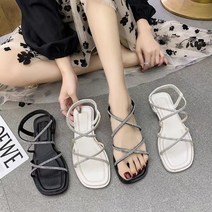 블링블링 크로스 큐빅 스트랩 밴딩 슬링백샌들