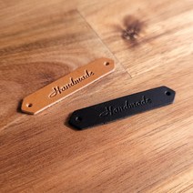 천연가죽 핸드메이드 육각형 라벨 55 x 10 mm 10개입 이태리 베지터블 통가죽, 초코브라운 10개입