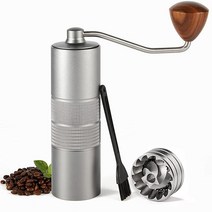 CONQUECO 수동 커피 그라인더 ~ 30가지 조절 가능한 설정이 있는 핸드 원두 30g 용량 스테인리스 스틸 원뿔형 버 프렌치 프레스 등을 위한 에스프레소 캠핑에 완벽합니다21, Bright Black