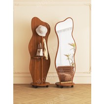 전신 거울 행거 회전 옷걸이 스탠드 바퀴 전신거울, 화이트