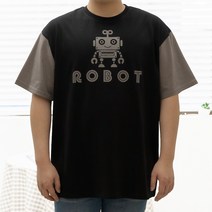 빅사이즈 레트로로봇 캐릭터 반팔티셔츠 남녀공용 3XL 4XL