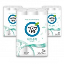 깨끗한나라 3겹 데코 에코 순백 화장지(재생) 30m*30롤*3pack