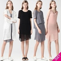 르오트 [르오트] 피치 아이스 쉬폰 원피스+블라우스+가디건 3종세트