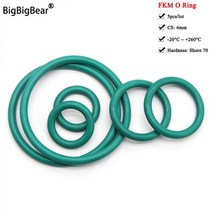 오링 FKM O링 CS 실링 개스킷 절연 오일 고온 저항 불소 고무 그린 6mm OD 50 ~ 150mm 5 개579077, OD 50mm ID 38mm, 5pcs, CS 6mm