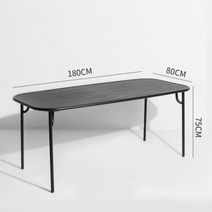 북유럽 미니멀 디자인 야외 외부 카페 테라스 스틸 테이블 의자 세트 조합, 긴 테이블 180x80x75