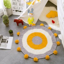 원형러그폼폼이뜨개, 블루